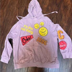 Coca-Cola Hoodie with Smiley Graphics in Light Purple
